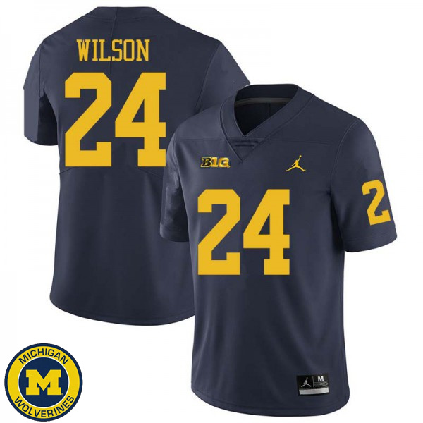 Men's Michigan Wolverines #24 Tru Wilson Navy Jordan Brand Official Game Jersey